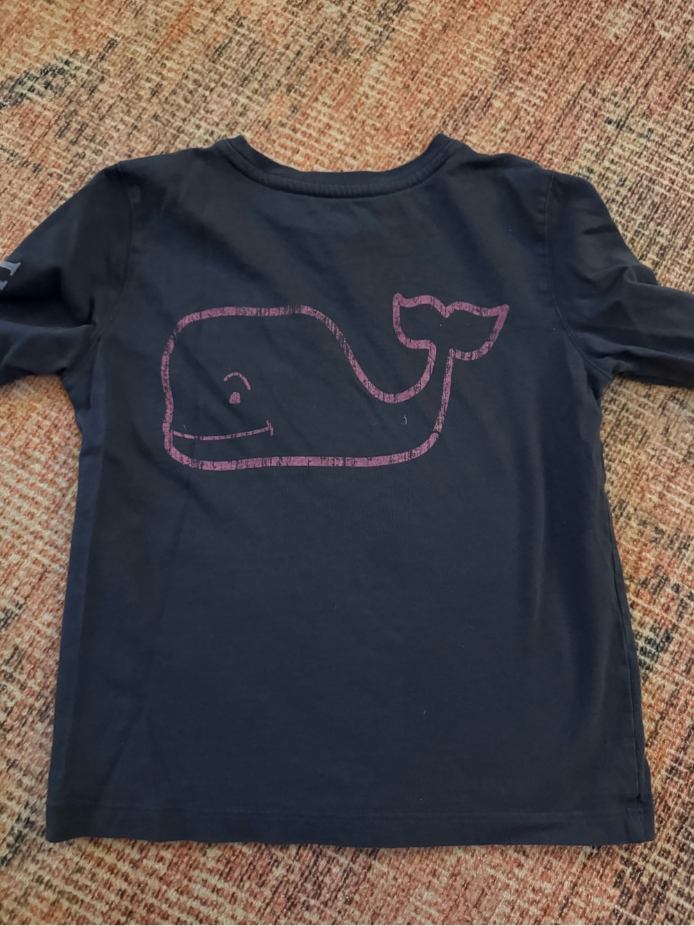 Vineyard Vines Navy Short-Sleeve Tee with Pink Whale Graphic